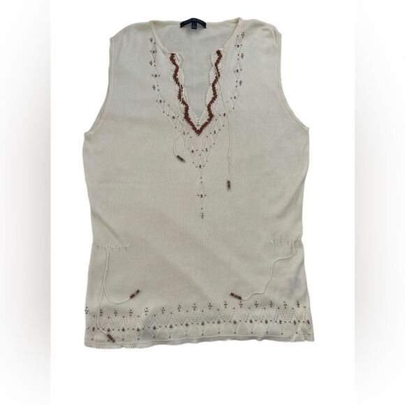 DAVID MEISTER Beaded Embellished Knit Top V-Neck Tank Blouse Size L - Picture 9 of 16